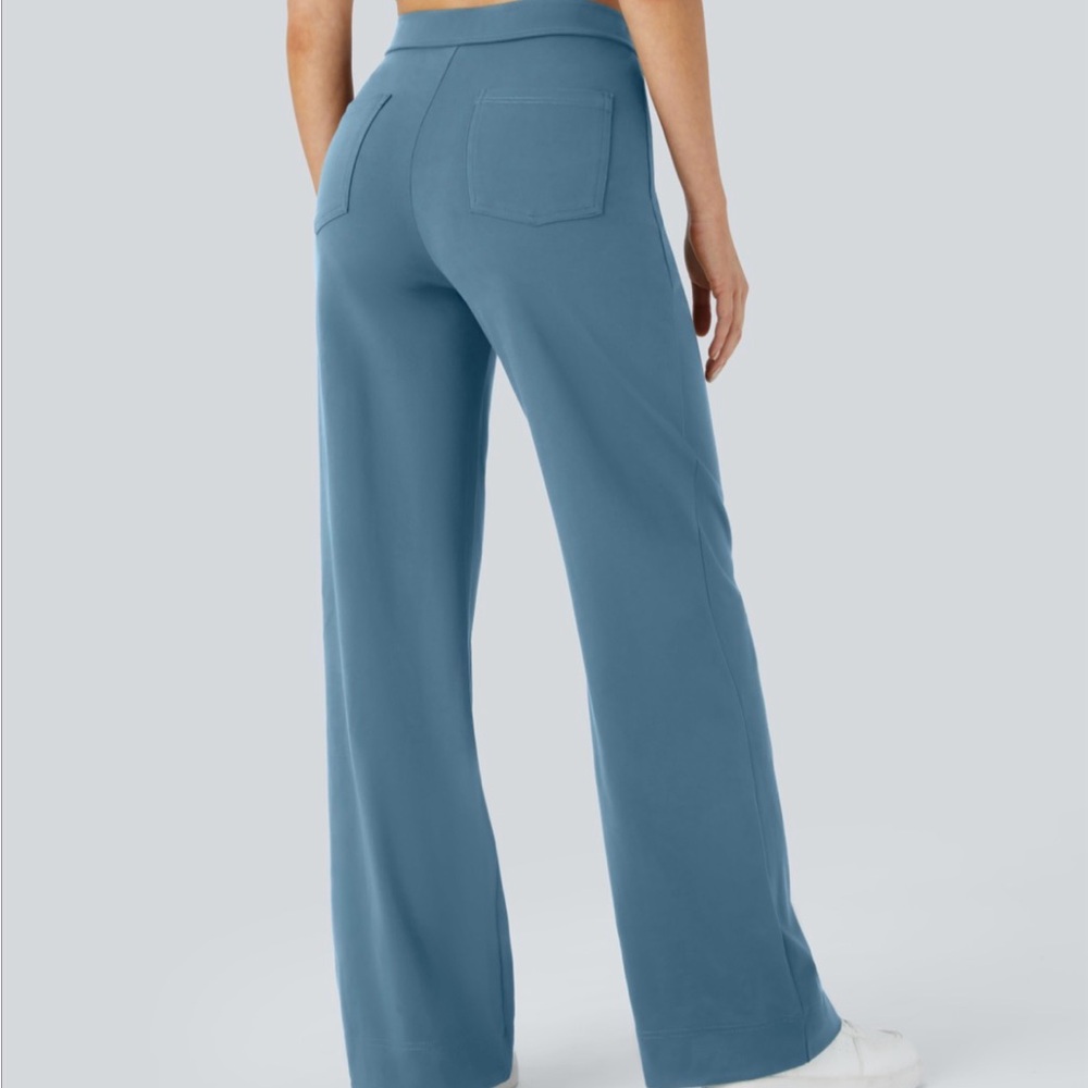 Halara Wide Leg Button-Front Pants in Black - Picture 3 of 6